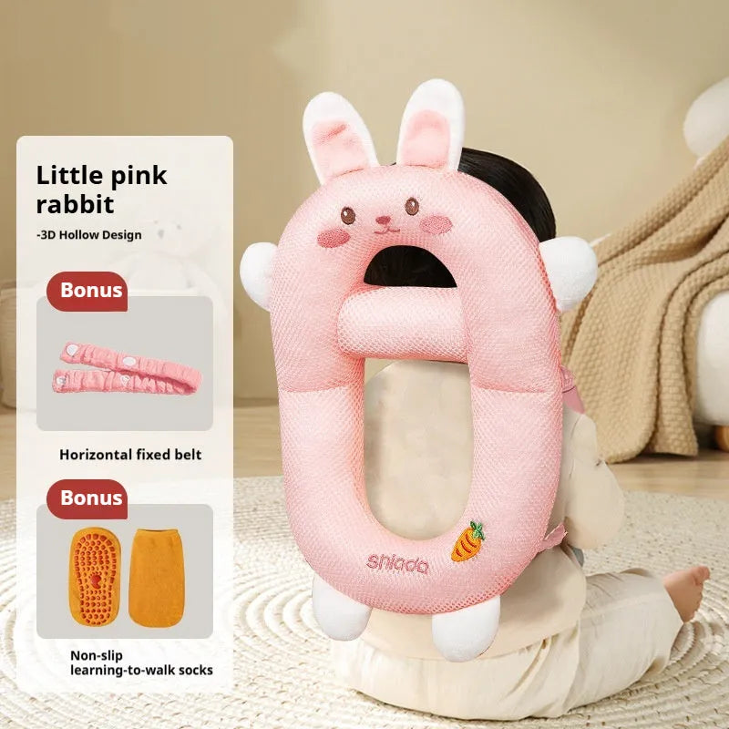 Baby anti-collision pillow and kneepad set in cartoon dinosaur, bee, rabbit, and chicken designs