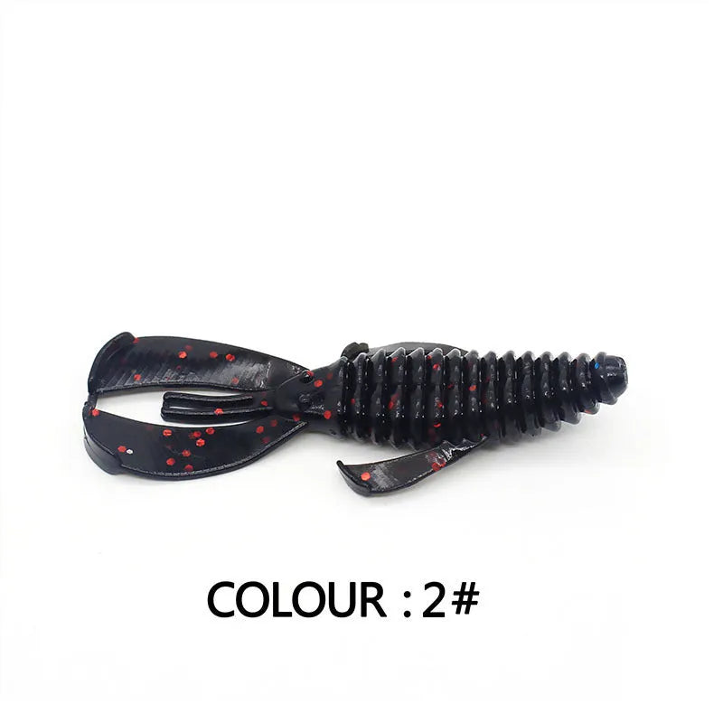 PVC fishing soft bait lure showing two size options: 8cm and 12cm versions in multiple colour patterns