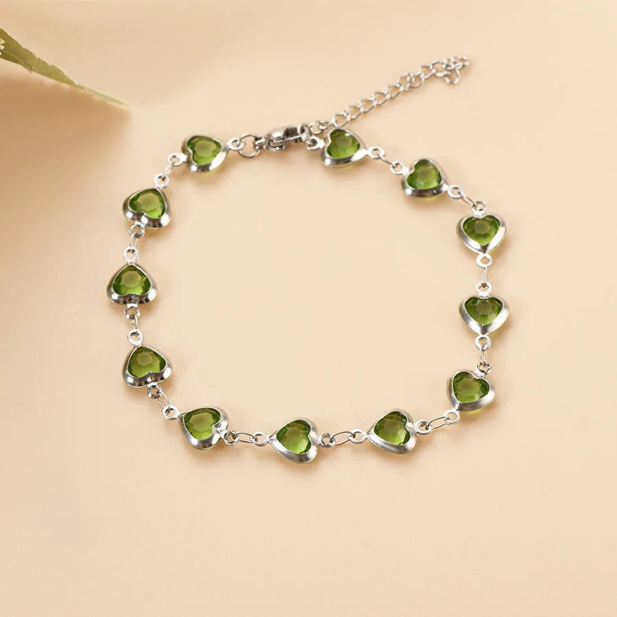Unisex geometric heart bracelet in stainless steel with colourful electroplated finish