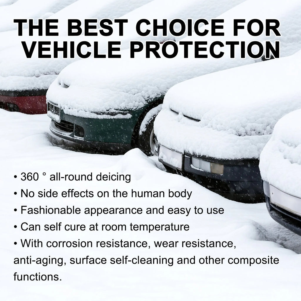 Car snow brush and hydrophobic nano coating spray kit for winter ice removal.