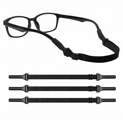 Black adjustable glasses anti-skid cord with silicone end fibre rope construction for adult and children's use