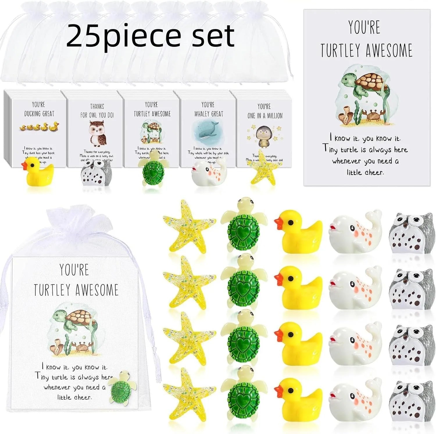 Set of resin memo cards with inspirational pun text, shown in various pack size options.
