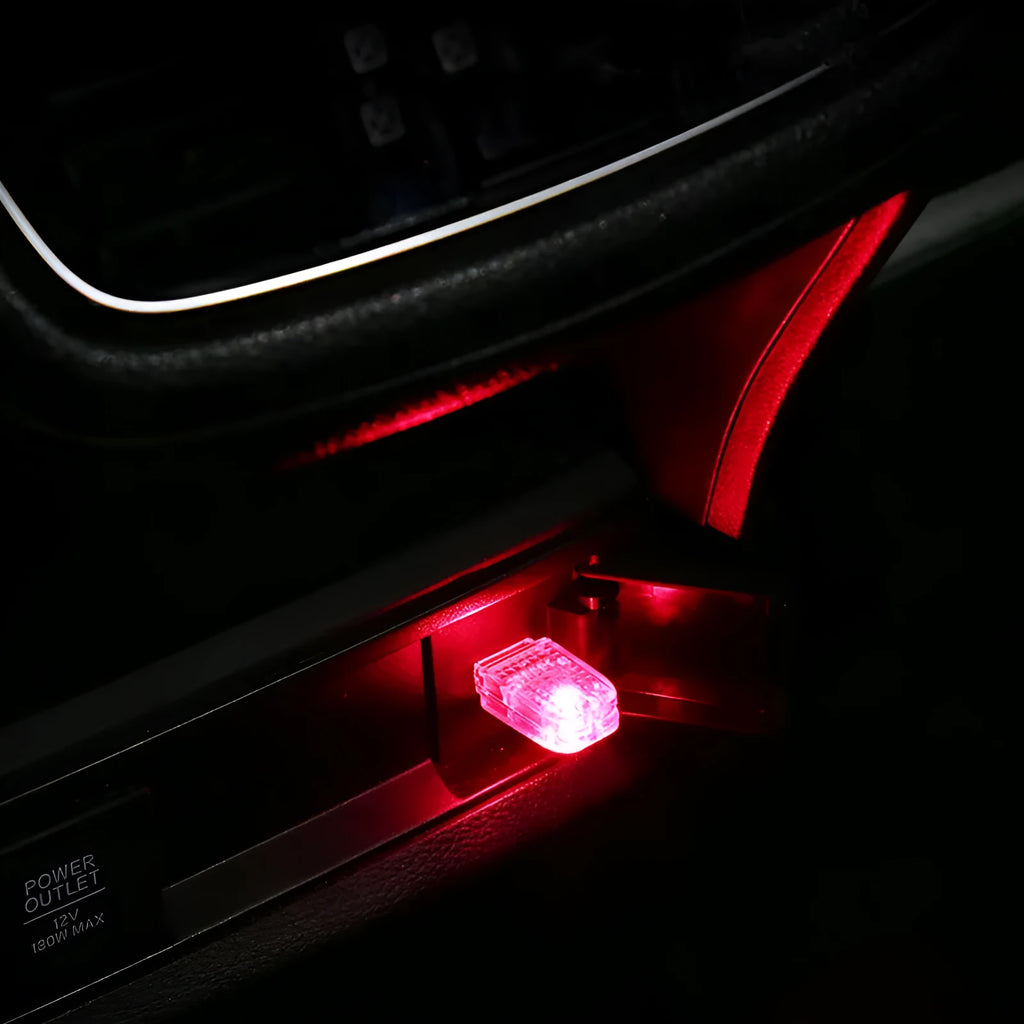 Car USB ambient atmosphere light with multiple colour modes including RGB voice control and touch operation