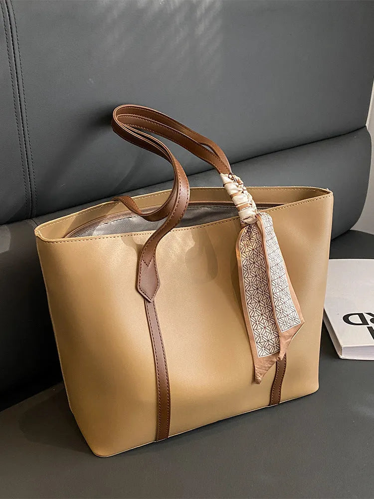 Women's large capacity casual tote bag in bucket design showing six colour options