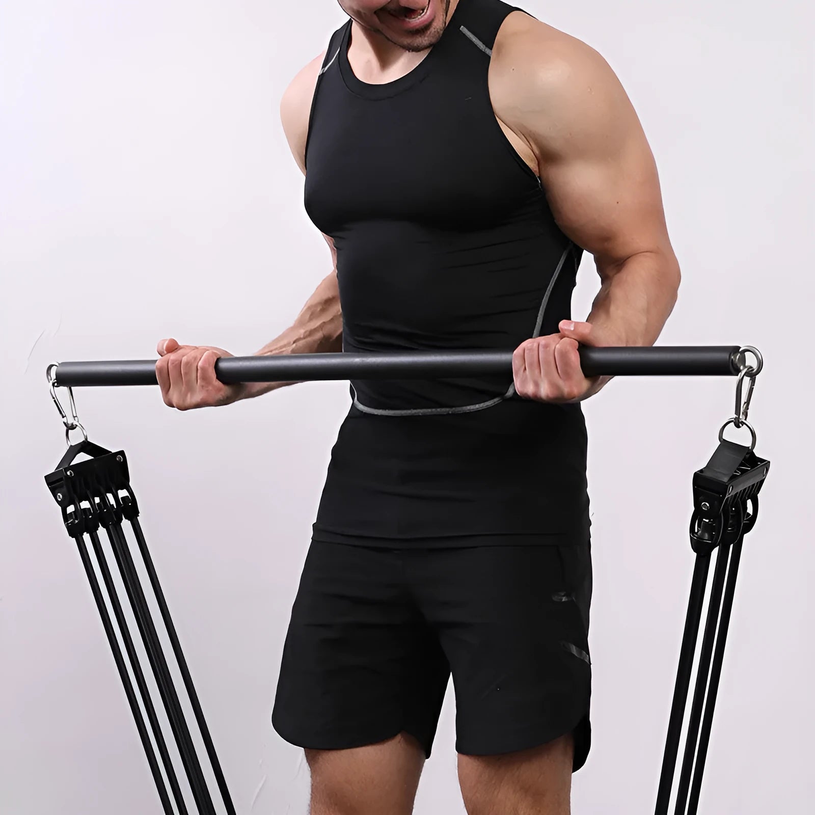 Gym handle accessories with bearing ring, steel construction and EVA foam grip in two length options