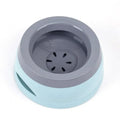 Blue floating anti-spill pet water bowl for dogs and cats with 750ml capacity.