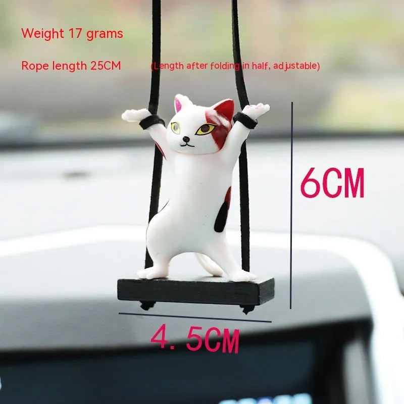 Resin cat pendant car hanger with adjustable rope in five colour variations