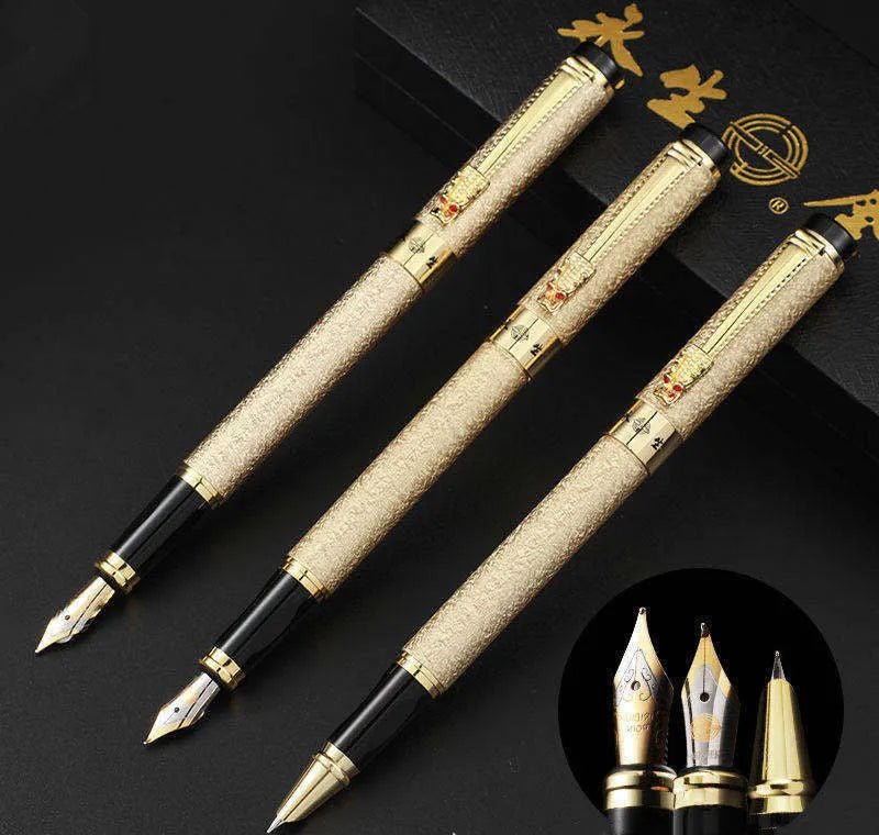 Immortal metal fountain pen with iridium nib in white colour, fine tip 0.5mm