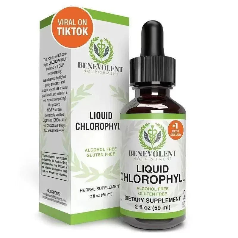 60ml bottle of natural chlorophyll drops for adult body odour care supplement