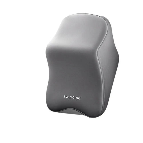 Car headrest and lumbar support pillow set in one of four colours: black, gray, blue, or pink, with memory foam filler.