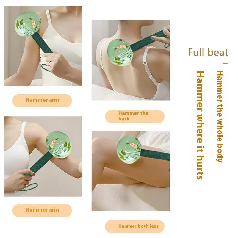 Argy wormwood hand-held massage hammer in green for neck and shoulder muscle relief, 26cm size