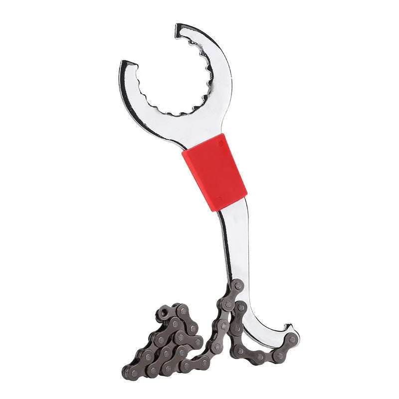 Iron bicycle repair tool set with chain cutting device and central shaft puller for mountain bike maintenance