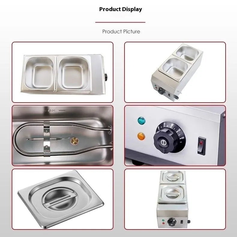 Commercial electric chocolate melting machine with dual-pot water insulation heating system
