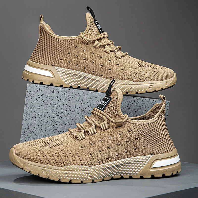 Men's solid colour casual shoes with a mesh upper, shown in multiple available colours.