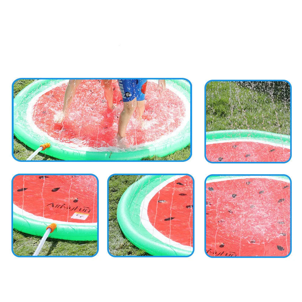 Children's water spray mat, approximately 170 × 170cm, environmentally friendly PVC, watermelon, strawberry or donut print
