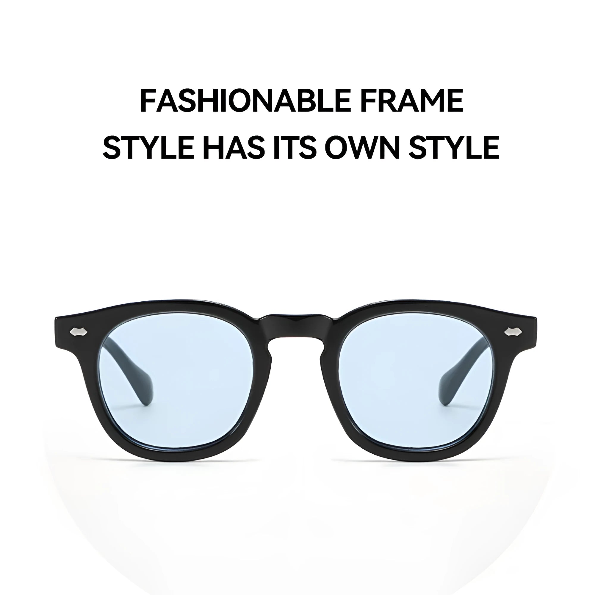 Round rim retro sunglasses with UV400 lenses on a simple background, showing frame and lens colour options.