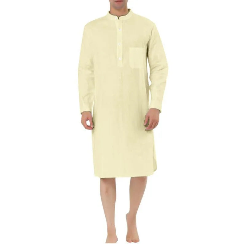 Men's cotton shirt robe with kangaroo pocket available in multiple colours and sizes