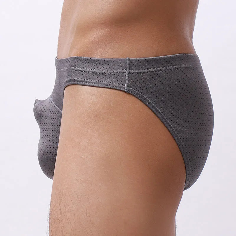Men's transparent loose fit nylon underwear shown in multiple colours