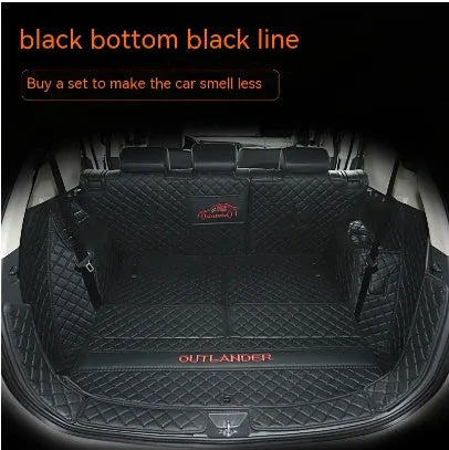 Custom 3D non-slip boot liner for Mitsubishi Outlander in a black colour with contrasting stitching.