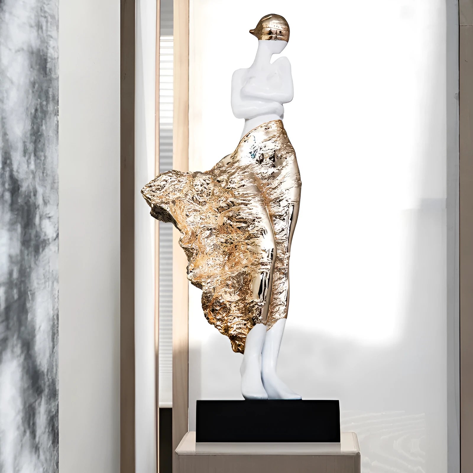 48cm sculptured beauty character ornament in rose gold or silver finish