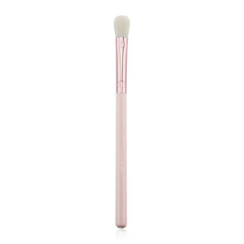 26 pink makeup brushes with wooden handles in a portable PU case