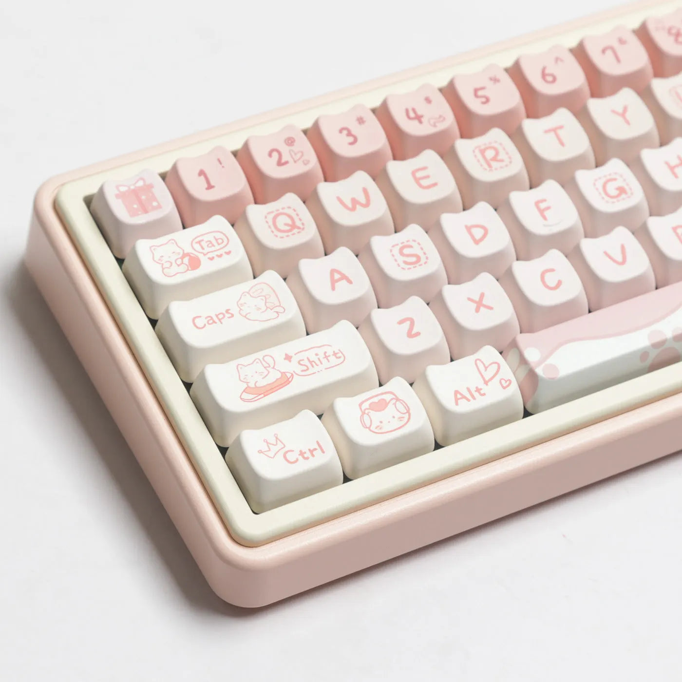 Full set of PBT sublimation key caps for mechanical keyboards showing 98+ keys in various sizes