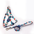 Blue dog vest with haulage rope and chest strap for pet walking control