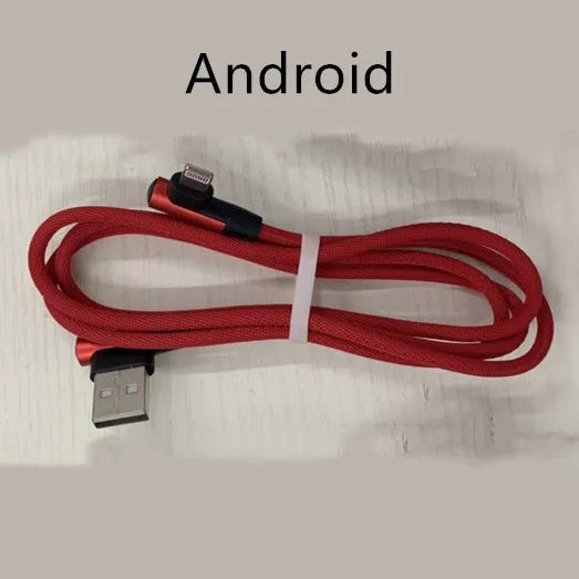 Denim fabric fast charging USB cable with aluminium connectors in black, blue, and red for Android and Type C phones.