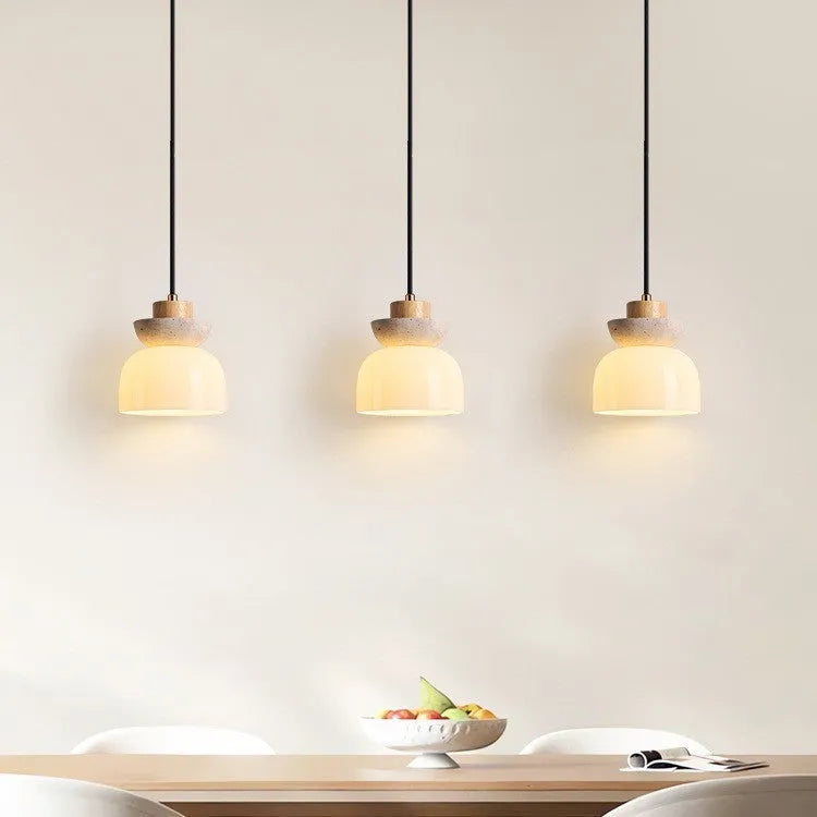 Japanese style log cream droplight with warm bulb, 15x16cm, for bedside or study