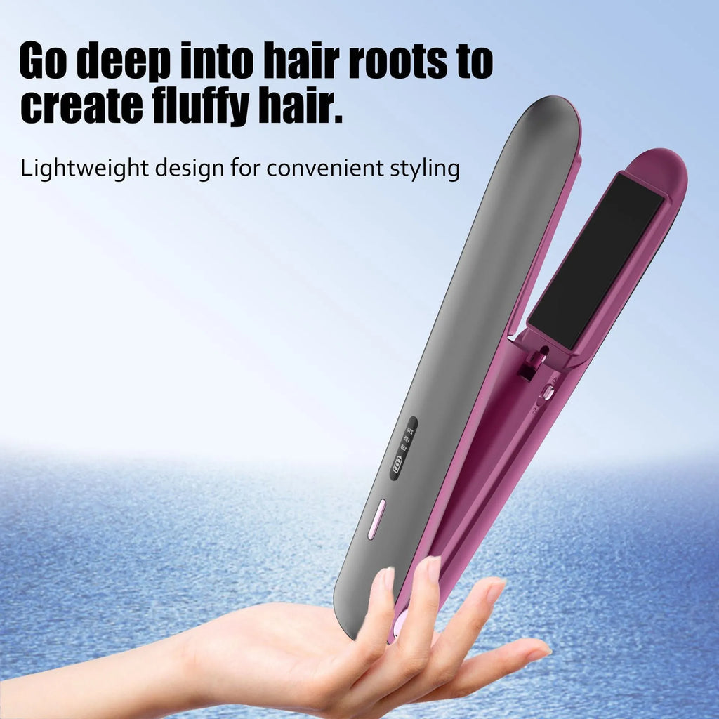 Moon shadow grey wireless small hair straightener with tourmaline ceramic plates