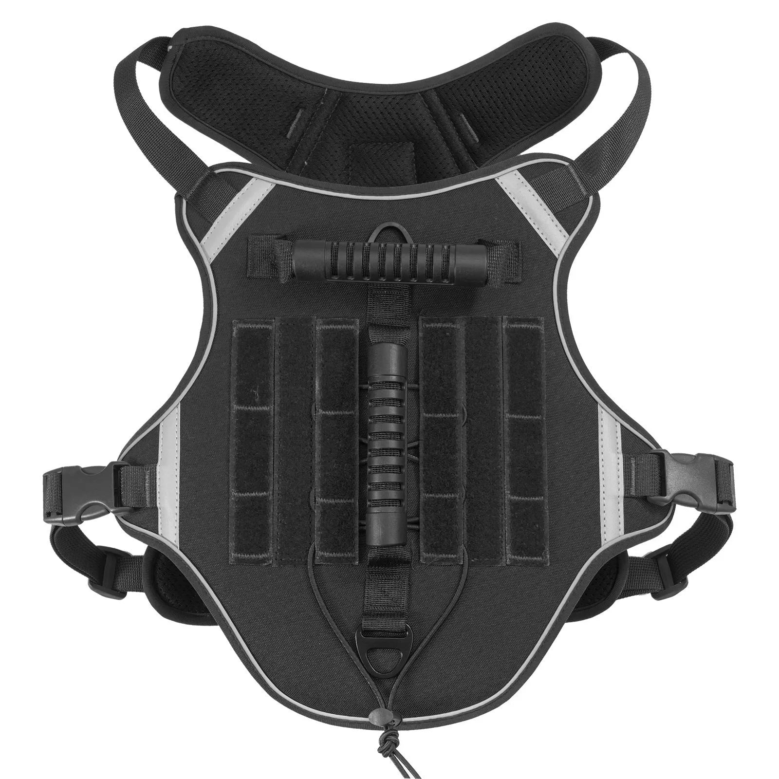 Tactical dog chest harness with rope leash in polyester with reflective strips