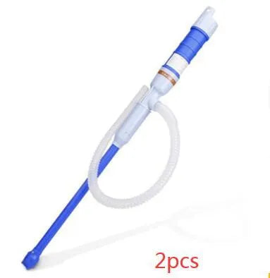Blue manual hand pump for fuel transfer with suction tube