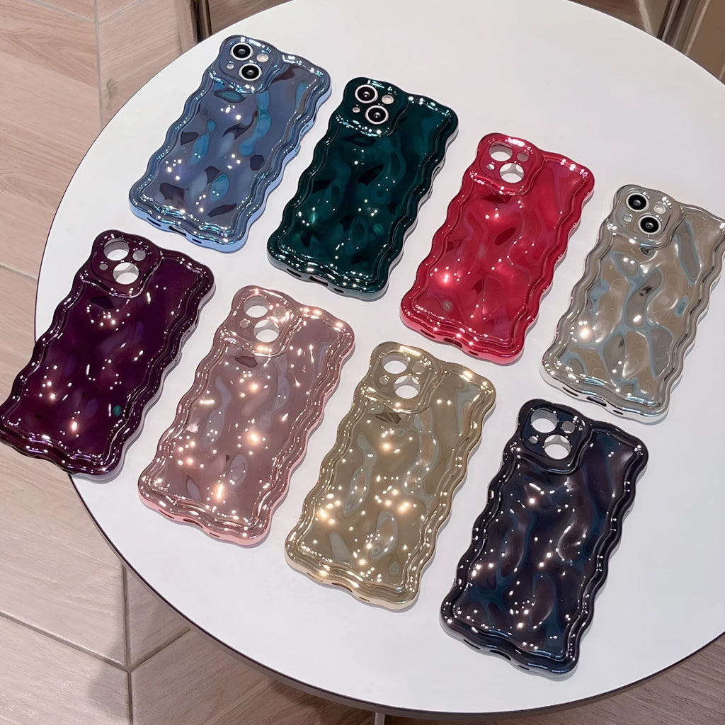 Solid colour electroplated water ripple TPU phone case for iPhone, silver gray, all-inclusive design