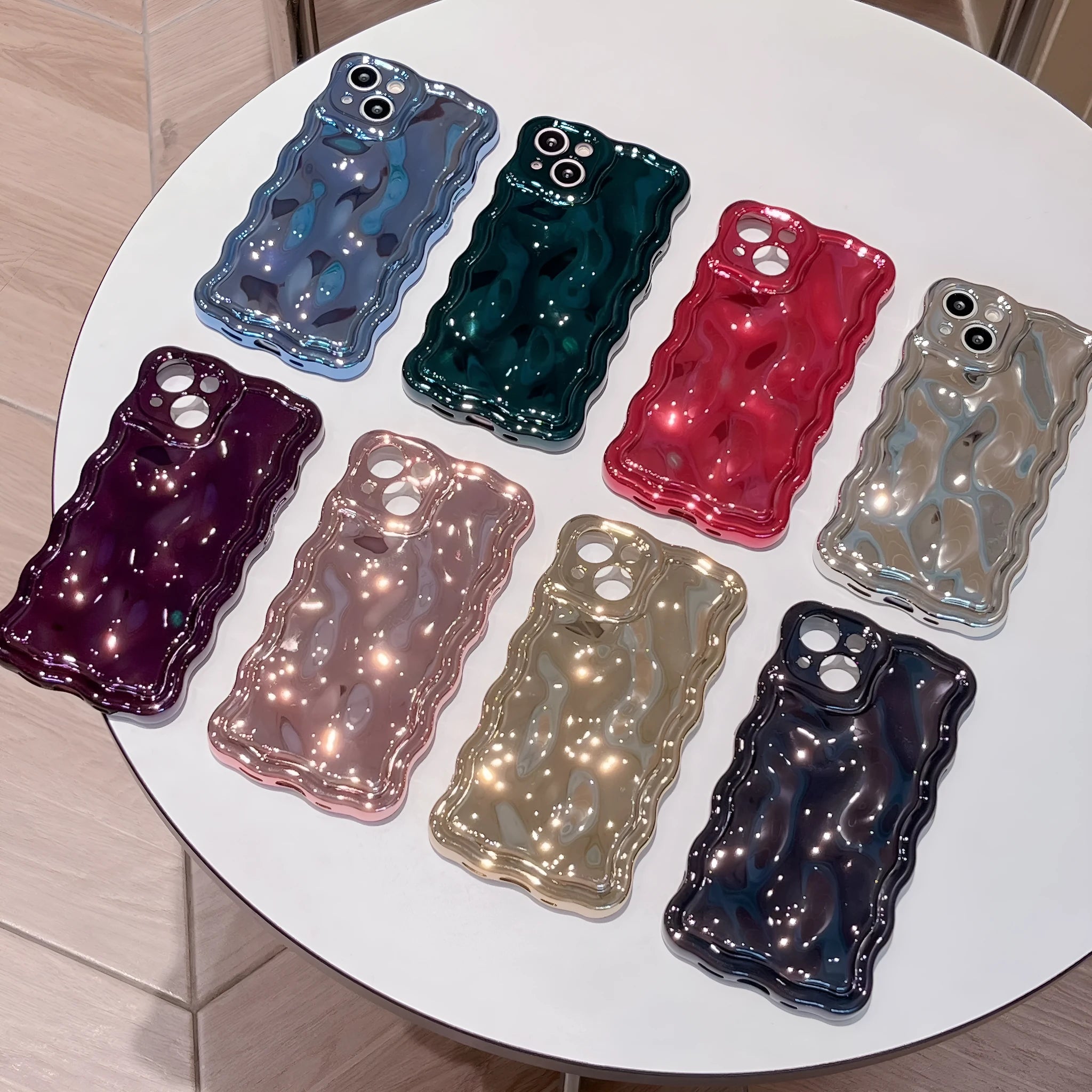 Solid colour electroplated water ripple TPU phone case for iPhone, silver gray, all-inclusive design