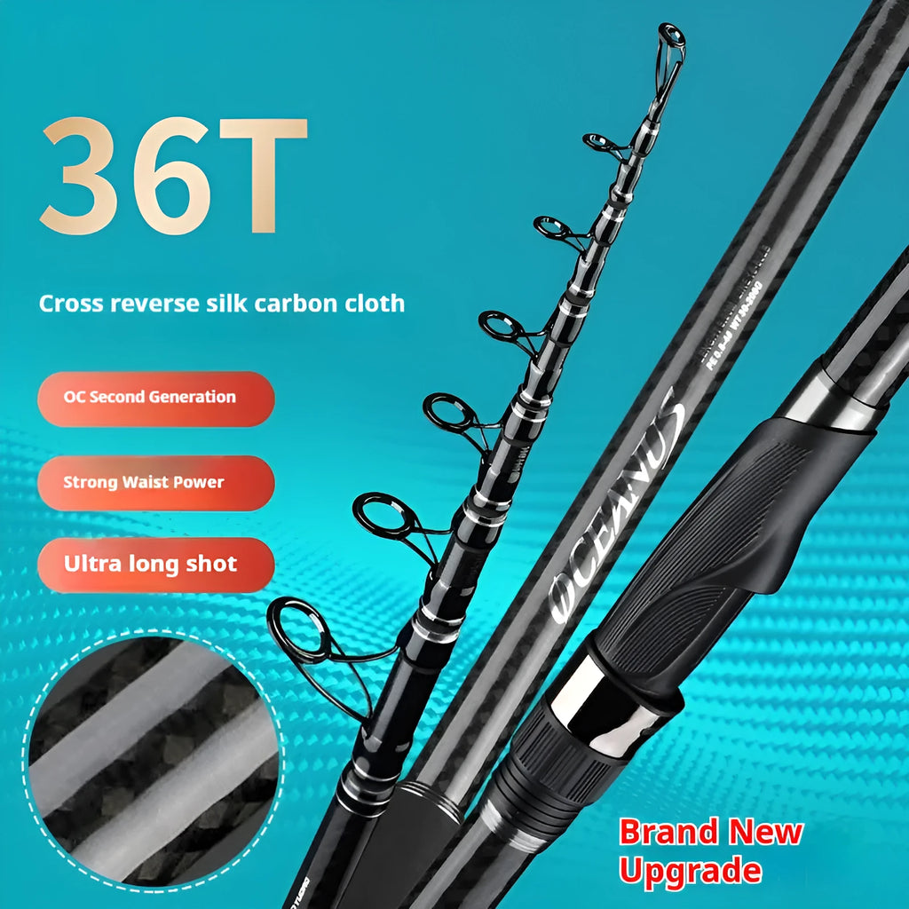 Newly upgraded Sparkling Lake carbon casting rod for long-distance sea fishing, ultra-hard, 2.1m to 5.4m sizes