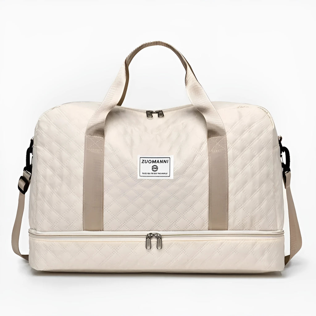 Oxford cloth leisure travel bag in a solid colour with a 36-55L capacity.