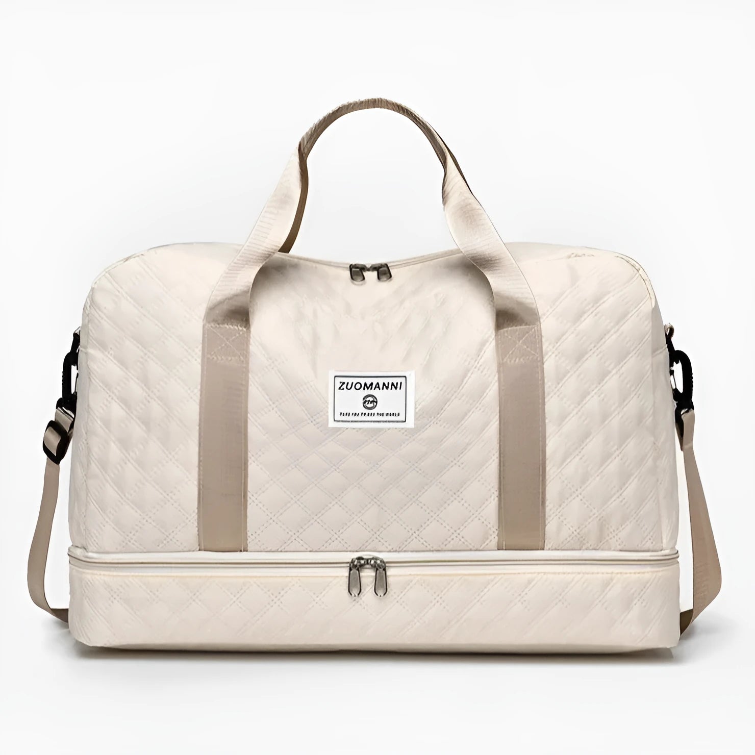 Oxford cloth leisure travel bag in a solid colour with a 36-55L capacity.