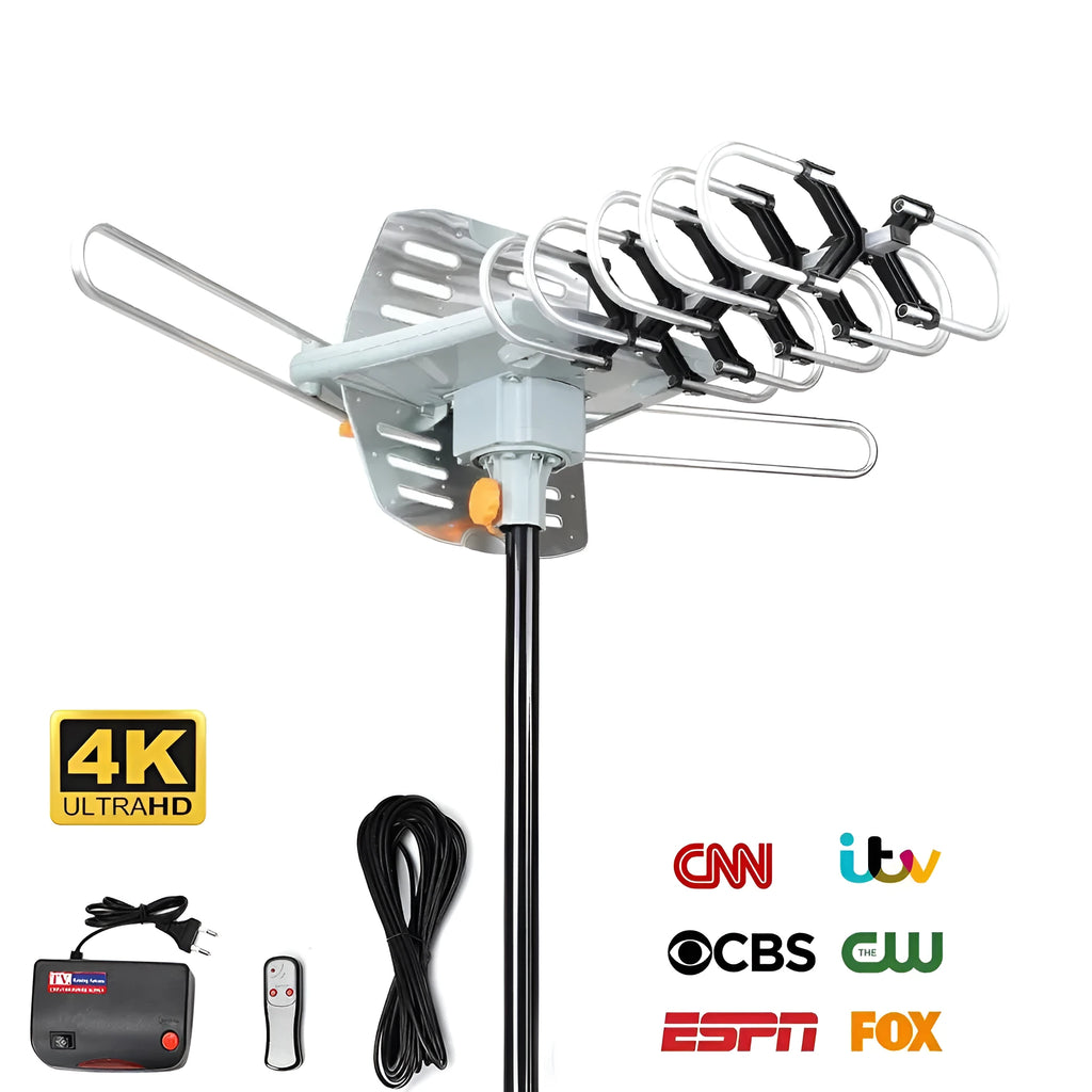 Outdoor rotatable digital television antenna receiver with directional adjustment capability