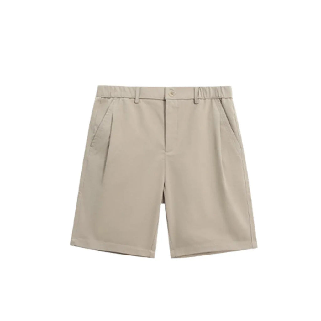 Men's straight-leg summer trousers in khaki colour with five-pocket design and micro-elastic polyester fabric