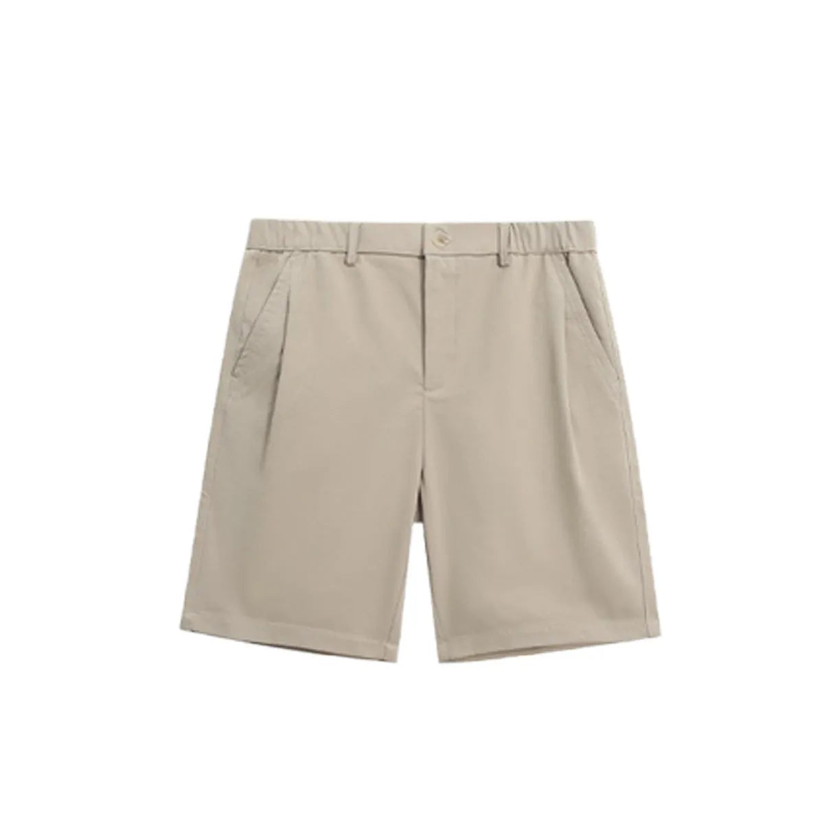 Men's straight-leg summer trousers in khaki colour with five-pocket design and micro-elastic polyester fabric