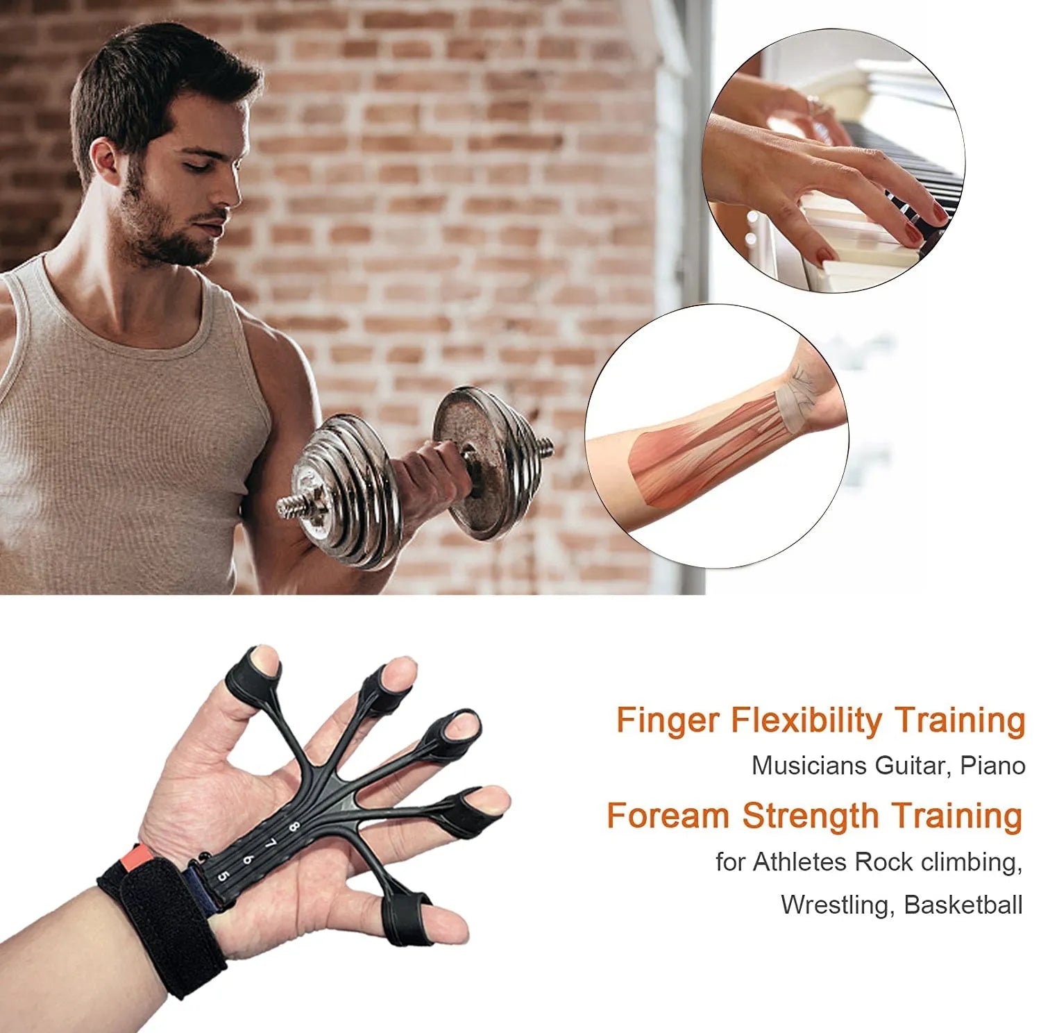 Silicone finger flexion and extension trainer with adjustable bands for rehabilitation and abdominal tensioning