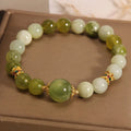 Women's original design bracelet made from green Xiuyan jade in a light luxury sweet Mori style.