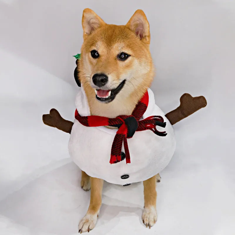 Christmas snowman costume outfit for dogs and cats in polyester material