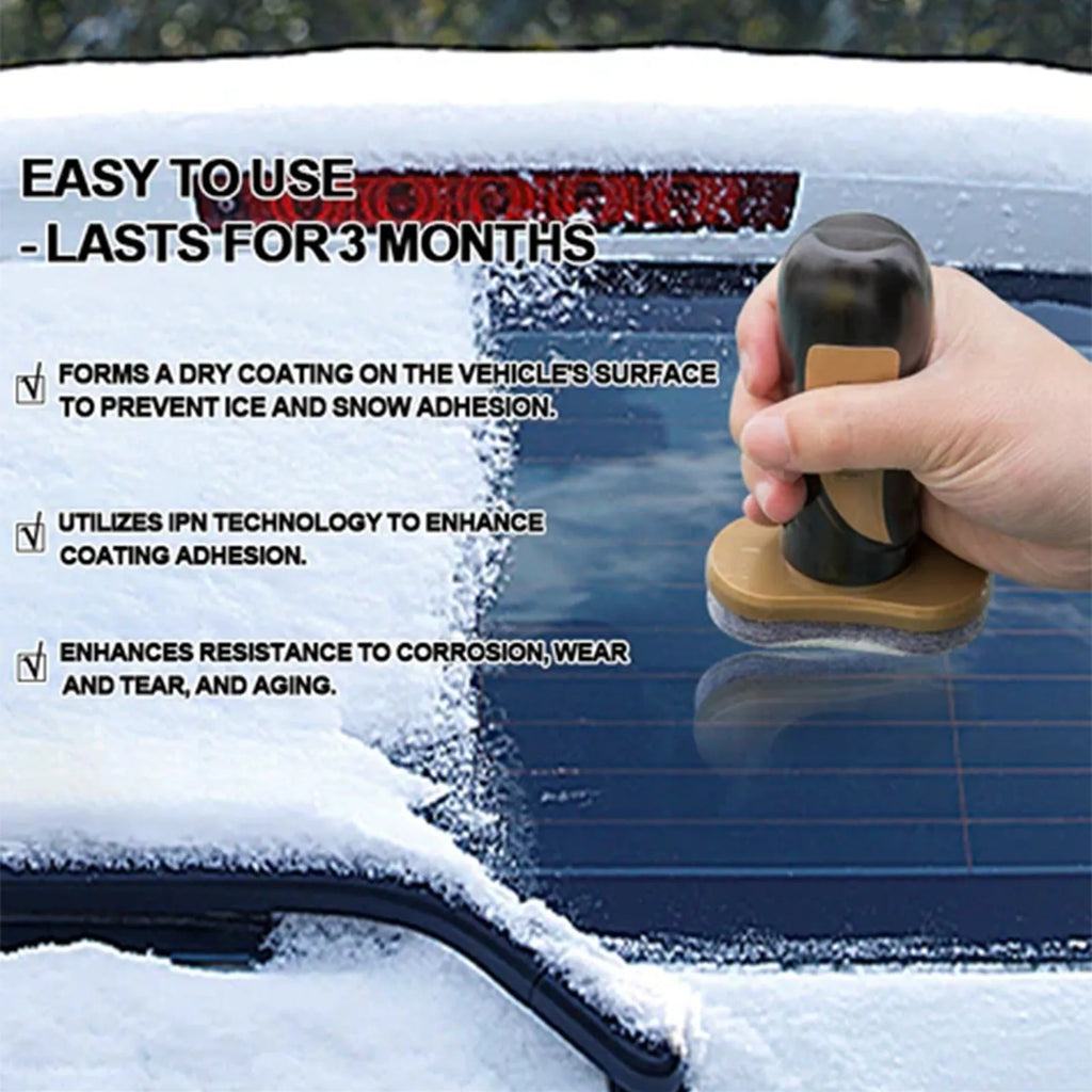 Car snow brush and hydrophobic nano coating spray kit for winter ice removal.