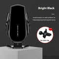 Car interior air outlet phone holder with wireless charging and electric clamping in black colour