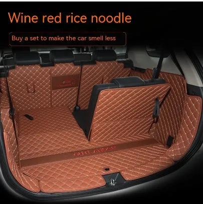 Custom 3D non-slip boot liner for Mitsubishi Outlander in a black colour with contrasting stitching.