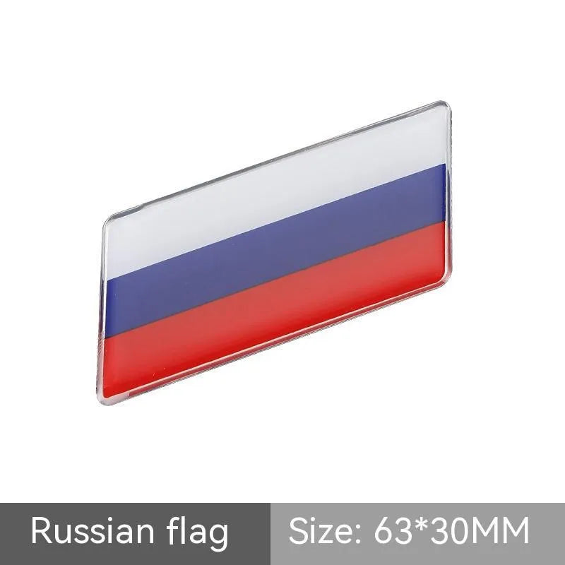 Aluminium national flag car sticker badge, parallelogram shape, 6.3 by 3 cm, for rear bumper.