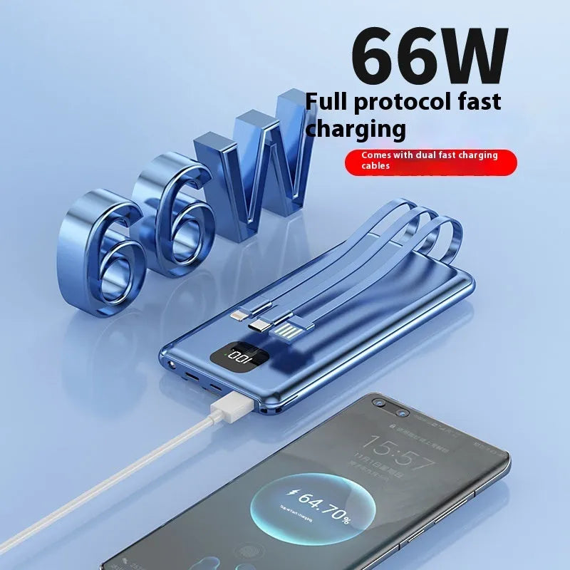 PD66W fast charge power bank 20000 mAh plastic shell cool black with cable