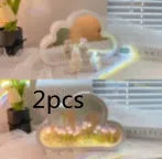 DIY cloud tulip night lamp with decorative mirror and LED light in pink, purple, blue or yellow colours