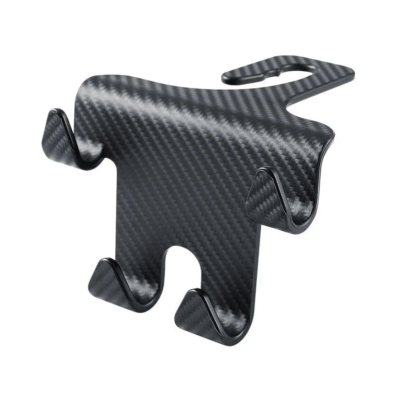 Black car multifunction hook bracket with integrated mobile phone holder for rear seat mounting